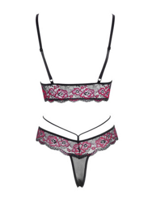 Ensemble soutien-gorge et string en dentelle et résille - R2213788
